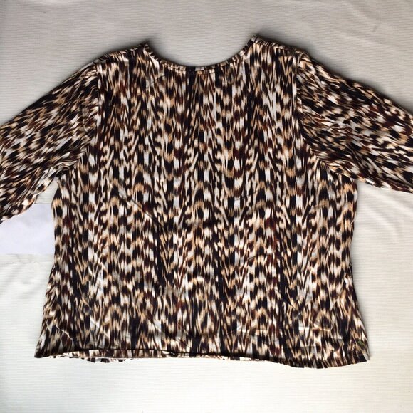 Catherines Shirt Womens 3X Top Blouse Animal Stripe Wood Nature Pattern 26/28 - Picture 8 of 12